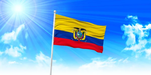 Ecuador zászló ég háttere — Stock Vector