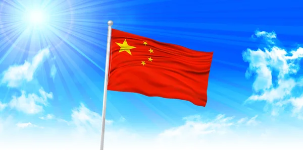 China Flagge Himmel Hintergrund — Stockvektor