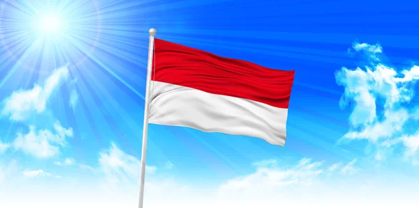 Vlag van Indonesië hemelachtergrond — Stockvector