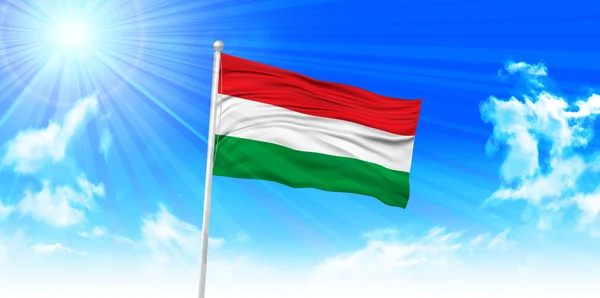匈牙利国旗天空背景 — 图库矢量图片