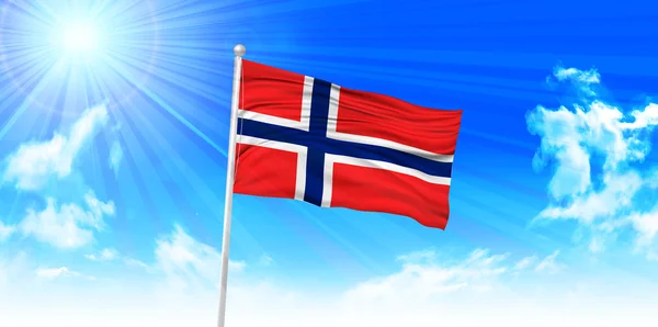 Noruega Bandera cielo fondo — Archivo Imágenes Vectoriales