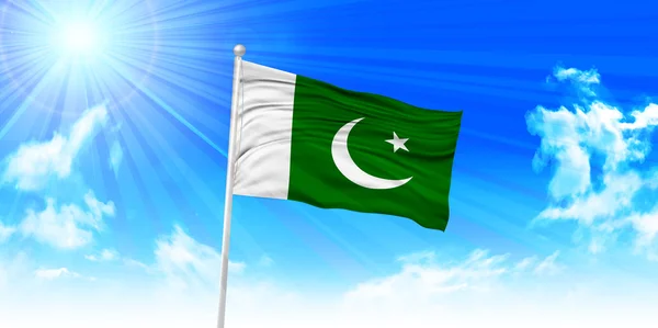 Pakistan Flag sky background — Stock Vector