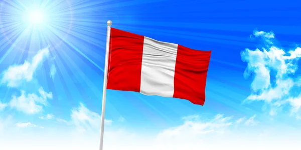 Perú Bandera cielo fondo — Vector de stock