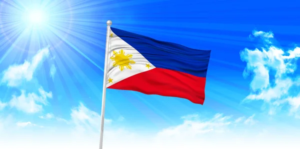 Filipinas Bandera cielo fondo — Vector de stock