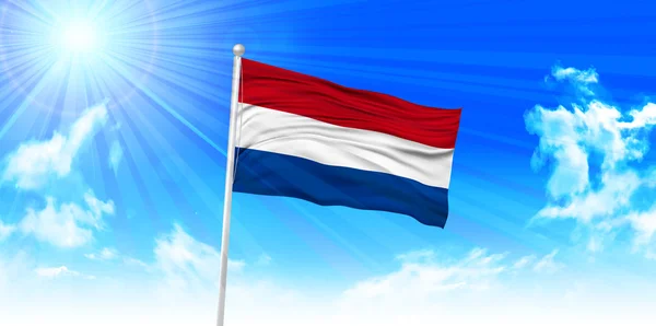 네덜란드 국기 하늘 배경 — 스톡 벡터
