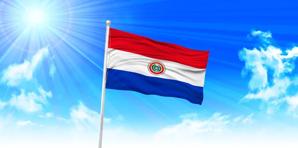 巴拉圭国旗天空背景 — 图库矢量图片
