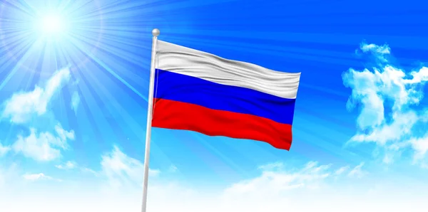 Russland Flagge Himmel Hintergrund — Stockvektor