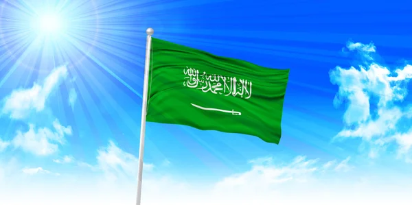 Arabia Saudita Bandera cielo fondo — Vector de stock