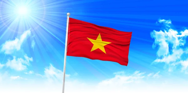 Vietnam Bandera cielo fondo — Vector de stock