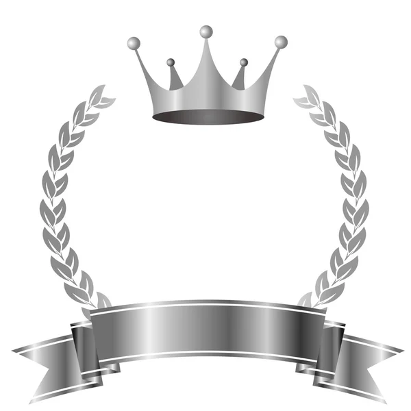 Crown Laurel ribbon icon — Stock Vector