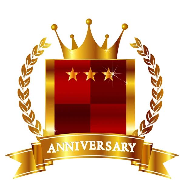 Crown Anniversary ribbon icon — Stock Vector