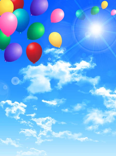Balloon sky landscape background — Stock Vector
