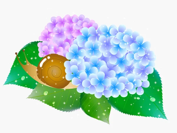 Hydrangea 비오는 계절 꽃 아이콘 — 스톡 벡터