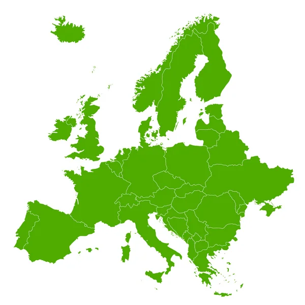 Europa mapa icono verde — Vector de stock