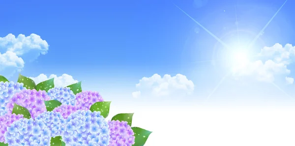 绣球花雨季风景背景 — 图库矢量图片