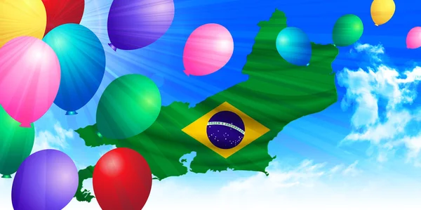 リオ ・ デ ・ ジャネイロ ブラジル国旗背景 — ストックベクタ