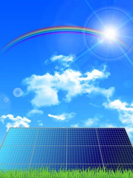 Zonne-energie zon hemelachtergrond — Stockvector