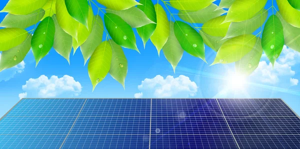 Solar fresco verde céu fundo — Vetor de Stock