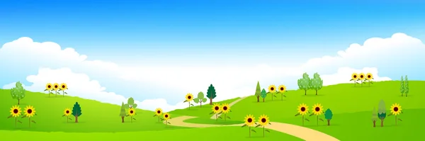 Girasol verano paisaje fondo — Archivo Imágenes Vectoriales