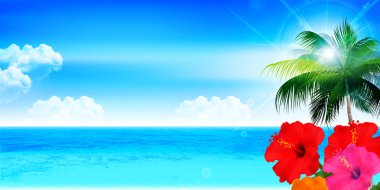 Hibiscus deniz manzara arka plan