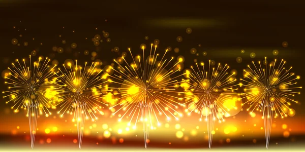 Fireworks night sky landscape background — Stock Vector