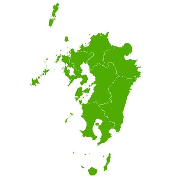 Kyushu mapa ícone verde — Vetor de Stock