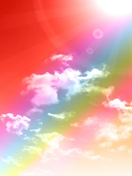 Cielo arco iris paisaje fondo — Vector de stock