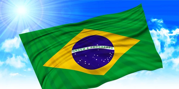 Brasilien National flagga himmel bakgrund — Stock vektor