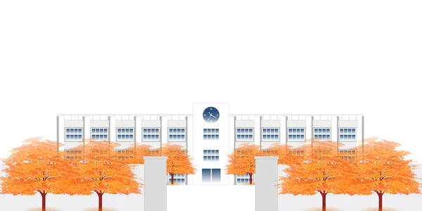 学校紅葉秋の背景 — ストックベクタ