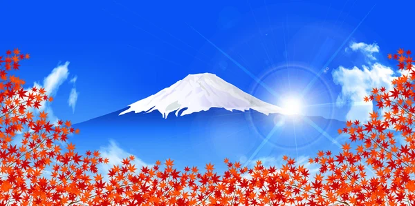 Fuji autumn leaves autumn background — Stock Vector