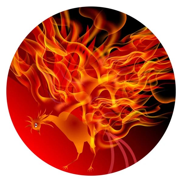 Flamme de coq icône de carte du Nouvel An — Image vectorielle
