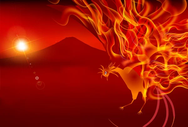 Flamme de coq Fond de carte du Nouvel An — Image vectorielle