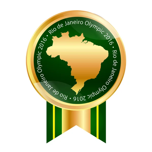 Marco medalla Brasil icono — Vector de stock