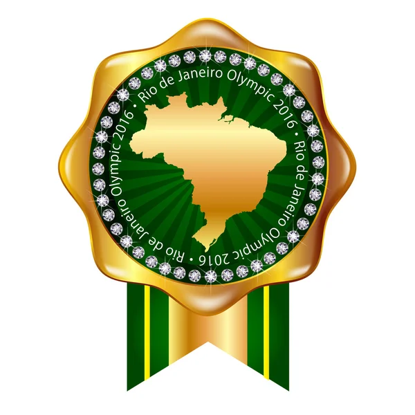 Marco medalla Brasil icono — Vector de stock
