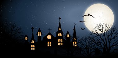 Cadılar Bayramı gecesi gökyüzü sonbahar arka planı