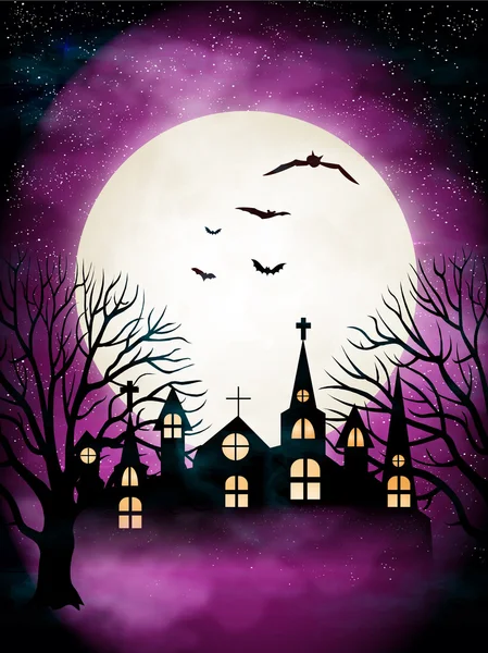 Halloween nacht hemel herfst achtergrond — Stockvector