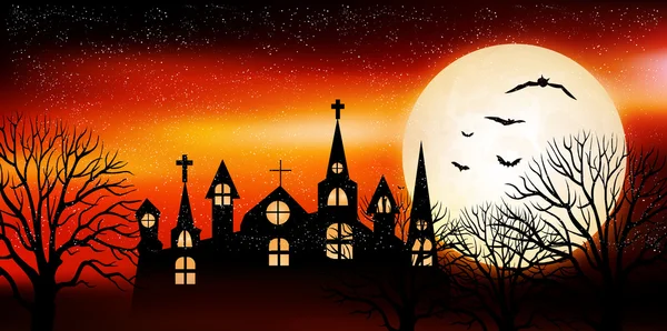 Halloween noc nebe podzim pozadí — Stockový vektor