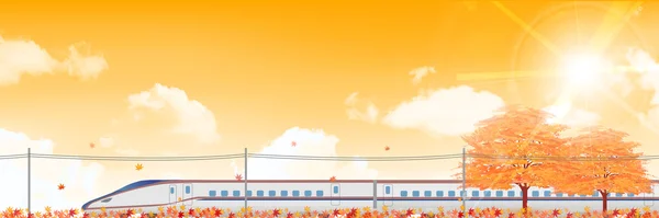 Höstlöv Shinkansen landskap bakgrund — Stock vektor