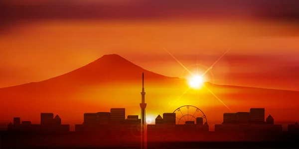 Tokyo Sonnenuntergang Landschaft Hintergrund — Stockvektor