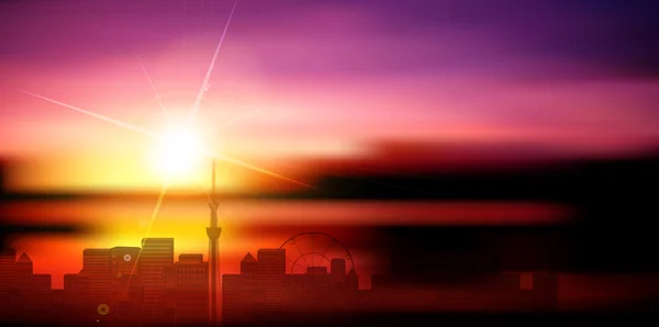 Tokyo sunset landscape background — Stock Vector