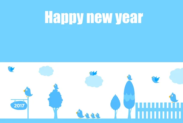 Coq Nouvel An carte de vœux fond bleu — Image vectorielle