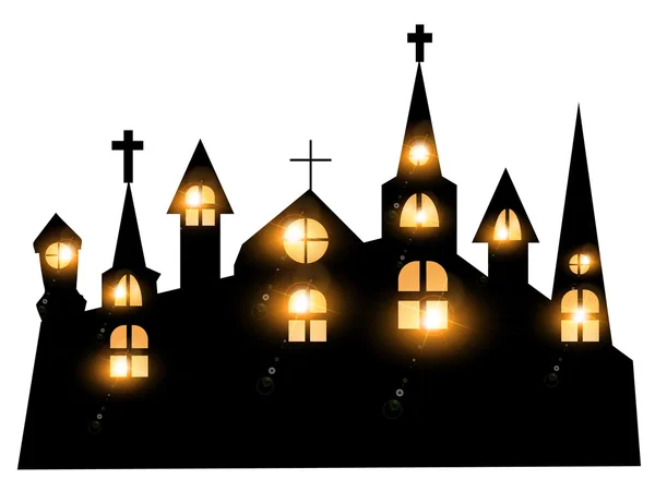 Halloween Kasteel Kerk pictogram — Stockvector