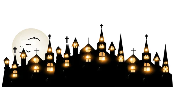 Halloween Kasteel Kerk achtergrond — Stockvector