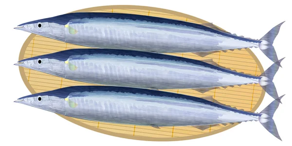 Ícone de outono de peixe saury Pacífico —  Vetores de Stock