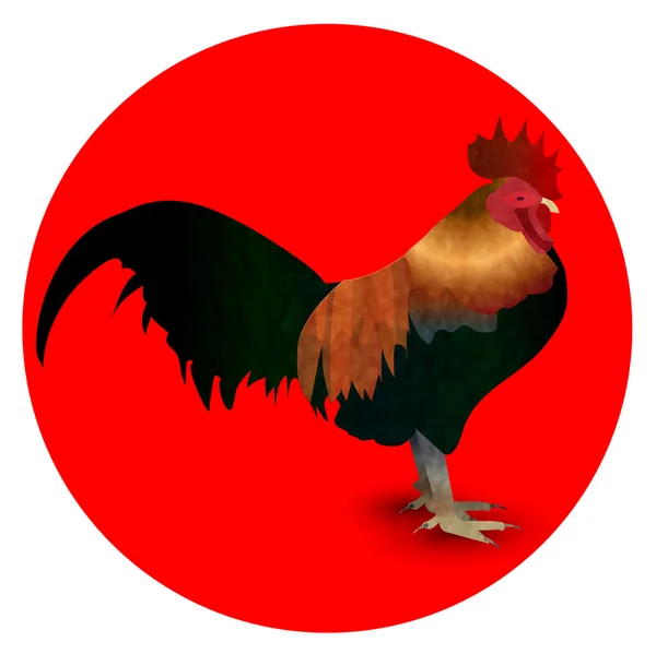 Coq poulet carte de voeux icône — Image vectorielle
