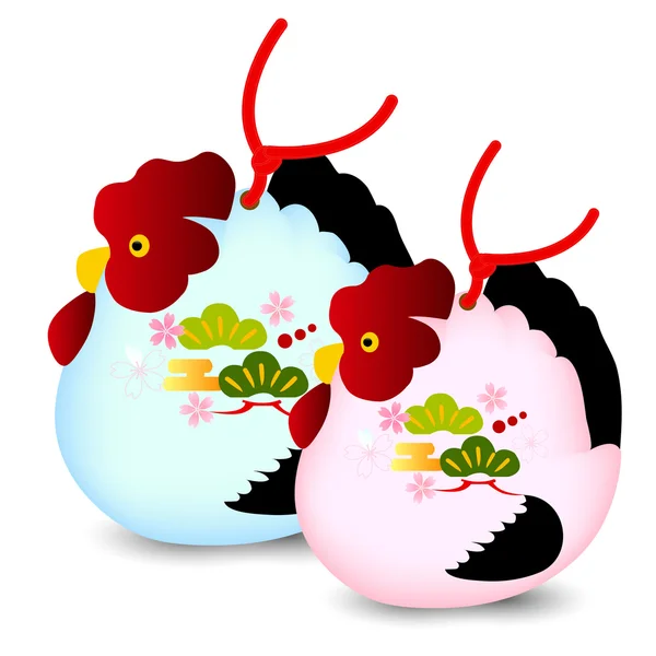 Rooster chicken greeting card icon — Stock Vector