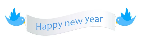 Tupp blå fågel New Year's kort ikonen — Stock vektor
