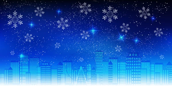 クリスマス雪都市背景 — ストックベクタ