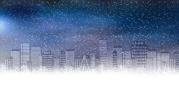 Navidad nieve fondo urbano — Vector de stock