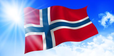 Norveç ulusal bayrak gökyüzü arka plan